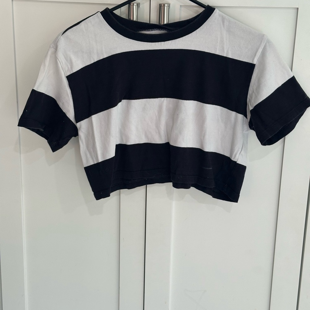 Hollister Black and White Striped Top